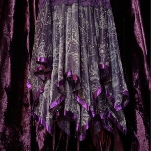 Purple Floral Hem Skirt